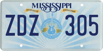 MS license plate ZDZ305