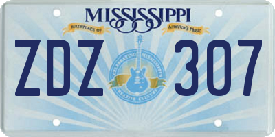 MS license plate ZDZ307