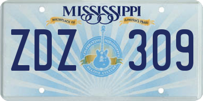 MS license plate ZDZ309