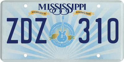 MS license plate ZDZ310