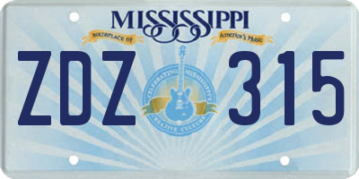 MS license plate ZDZ315