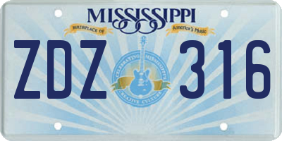 MS license plate ZDZ316