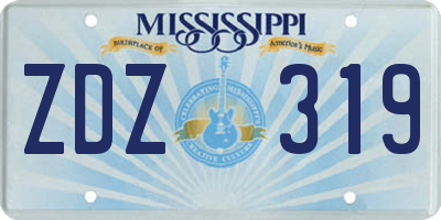 MS license plate ZDZ319
