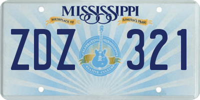 MS license plate ZDZ321