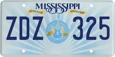 MS license plate ZDZ325