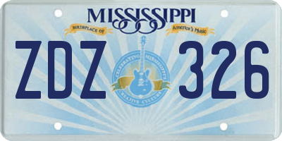 MS license plate ZDZ326