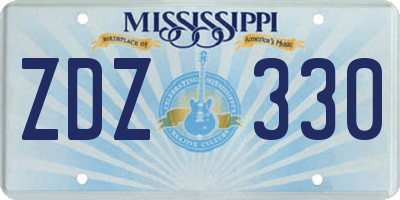 MS license plate ZDZ330
