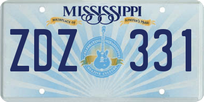 MS license plate ZDZ331
