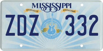 MS license plate ZDZ332