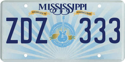 MS license plate ZDZ333