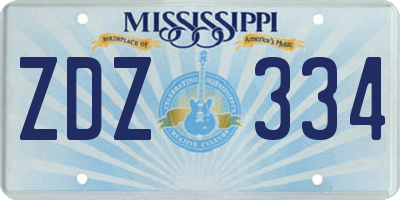 MS license plate ZDZ334