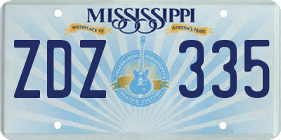 MS license plate ZDZ335