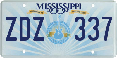 MS license plate ZDZ337