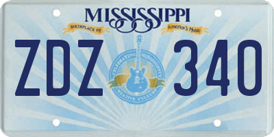 MS license plate ZDZ340