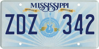 MS license plate ZDZ342