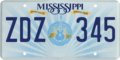 MS license plate ZDZ345