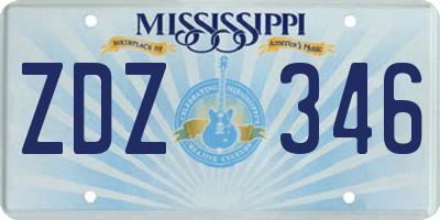 MS license plate ZDZ346