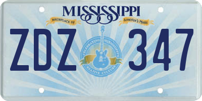 MS license plate ZDZ347