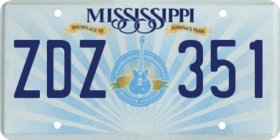 MS license plate ZDZ351