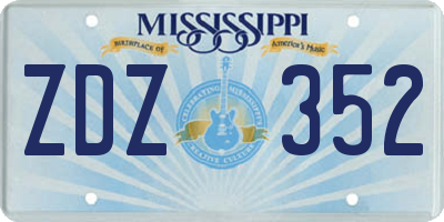 MS license plate ZDZ352