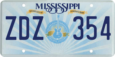 MS license plate ZDZ354