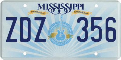 MS license plate ZDZ356