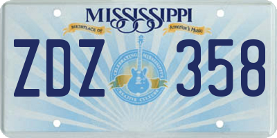 MS license plate ZDZ358