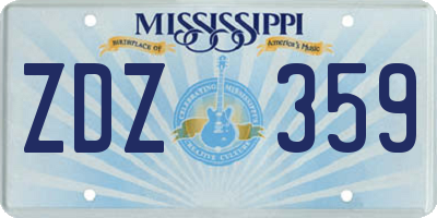 MS license plate ZDZ359