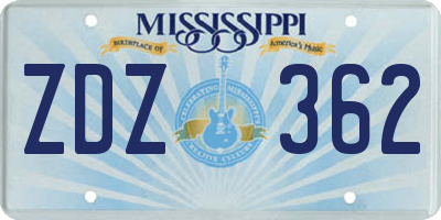 MS license plate ZDZ362