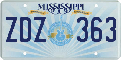 MS license plate ZDZ363
