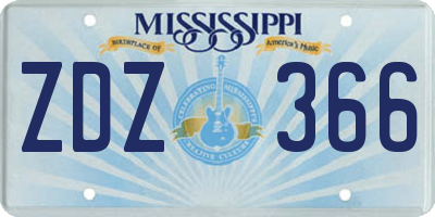 MS license plate ZDZ366