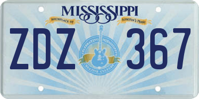 MS license plate ZDZ367