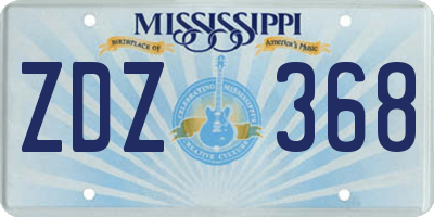 MS license plate ZDZ368