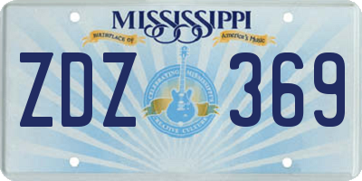 MS license plate ZDZ369