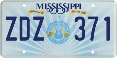 MS license plate ZDZ371