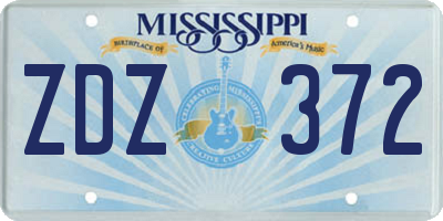 MS license plate ZDZ372