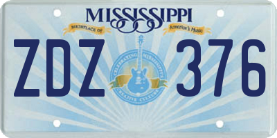 MS license plate ZDZ376