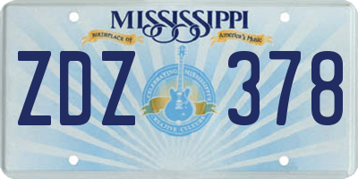 MS license plate ZDZ378