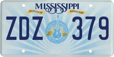 MS license plate ZDZ379