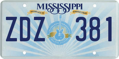 MS license plate ZDZ381