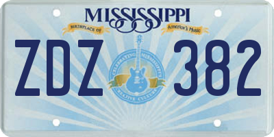 MS license plate ZDZ382