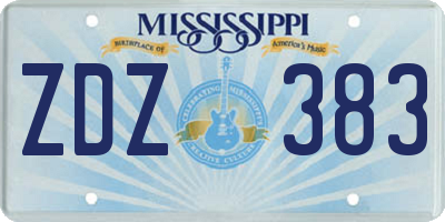 MS license plate ZDZ383