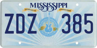 MS license plate ZDZ385