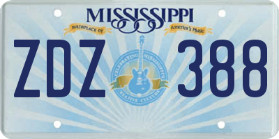 MS license plate ZDZ388