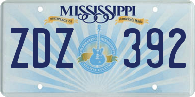 MS license plate ZDZ392