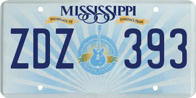 MS license plate ZDZ393