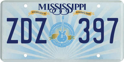 MS license plate ZDZ397