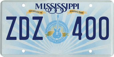 MS license plate ZDZ400