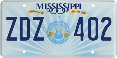 MS license plate ZDZ402