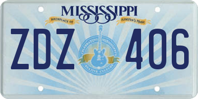 MS license plate ZDZ406
